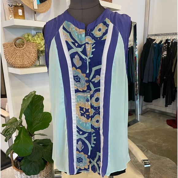 Mint and Purple Blouse - Picture 1 of 4
